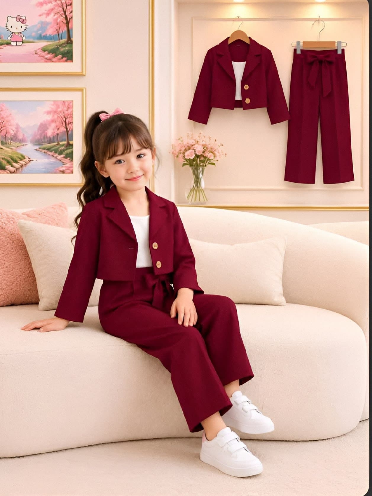 Meroon Colour Girls Tracksuit Westren Dress (1 yr-12 yr)
