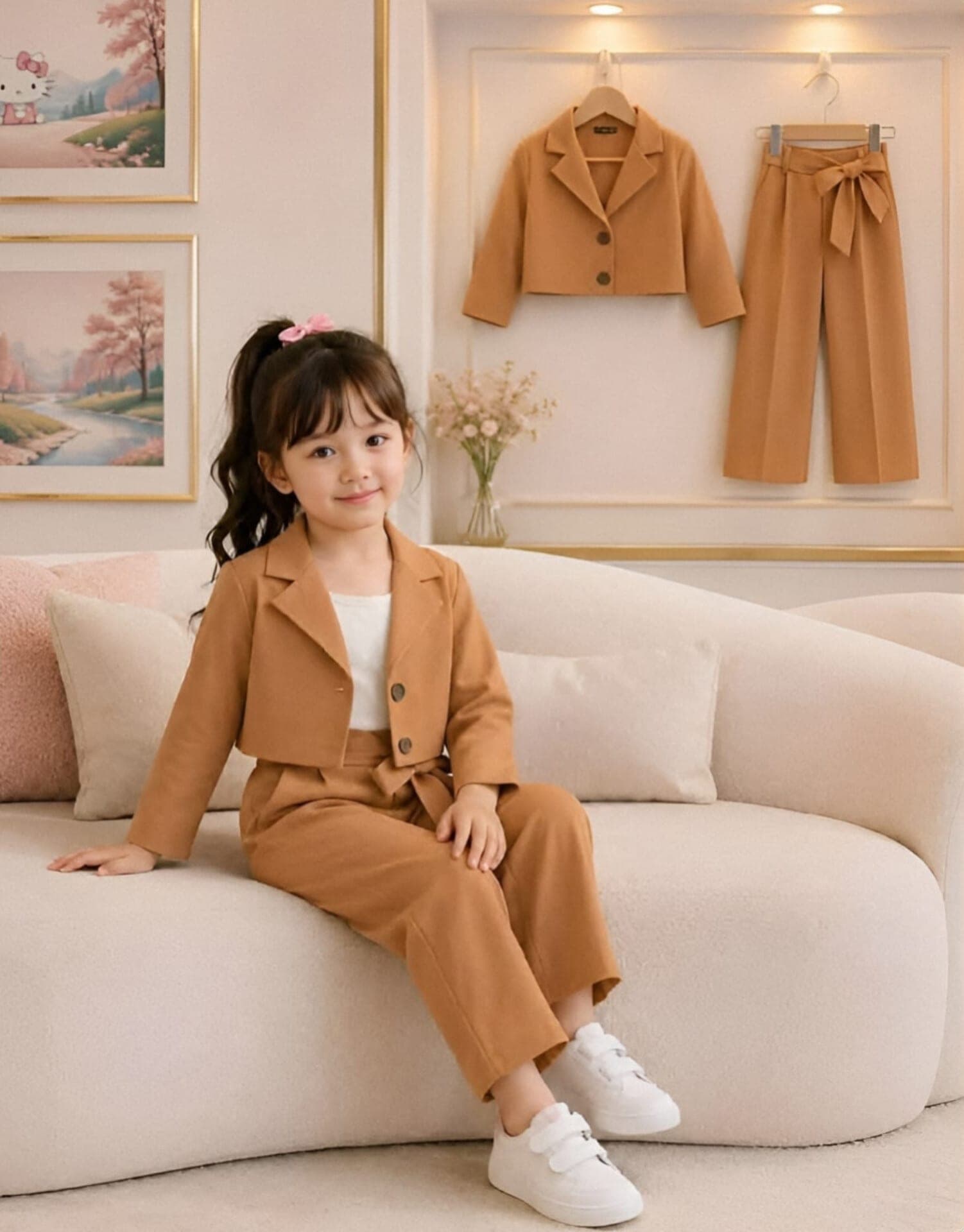 Camel Colour Girls Tracksuit Westren Dress (1 yr-12 yr)